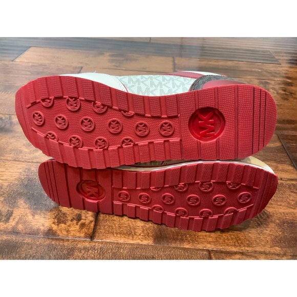 Michael Kors Maddy Color-Block Signature Logo Trainer Crimson Red, Size 8 - Picture 9 of 11